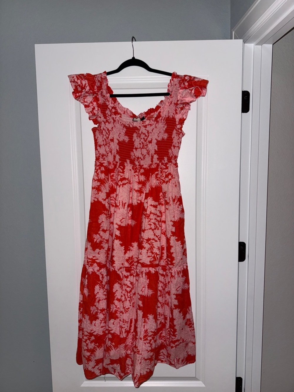 Tuckernuck Red and Light Pink Floral Smocked Dress
